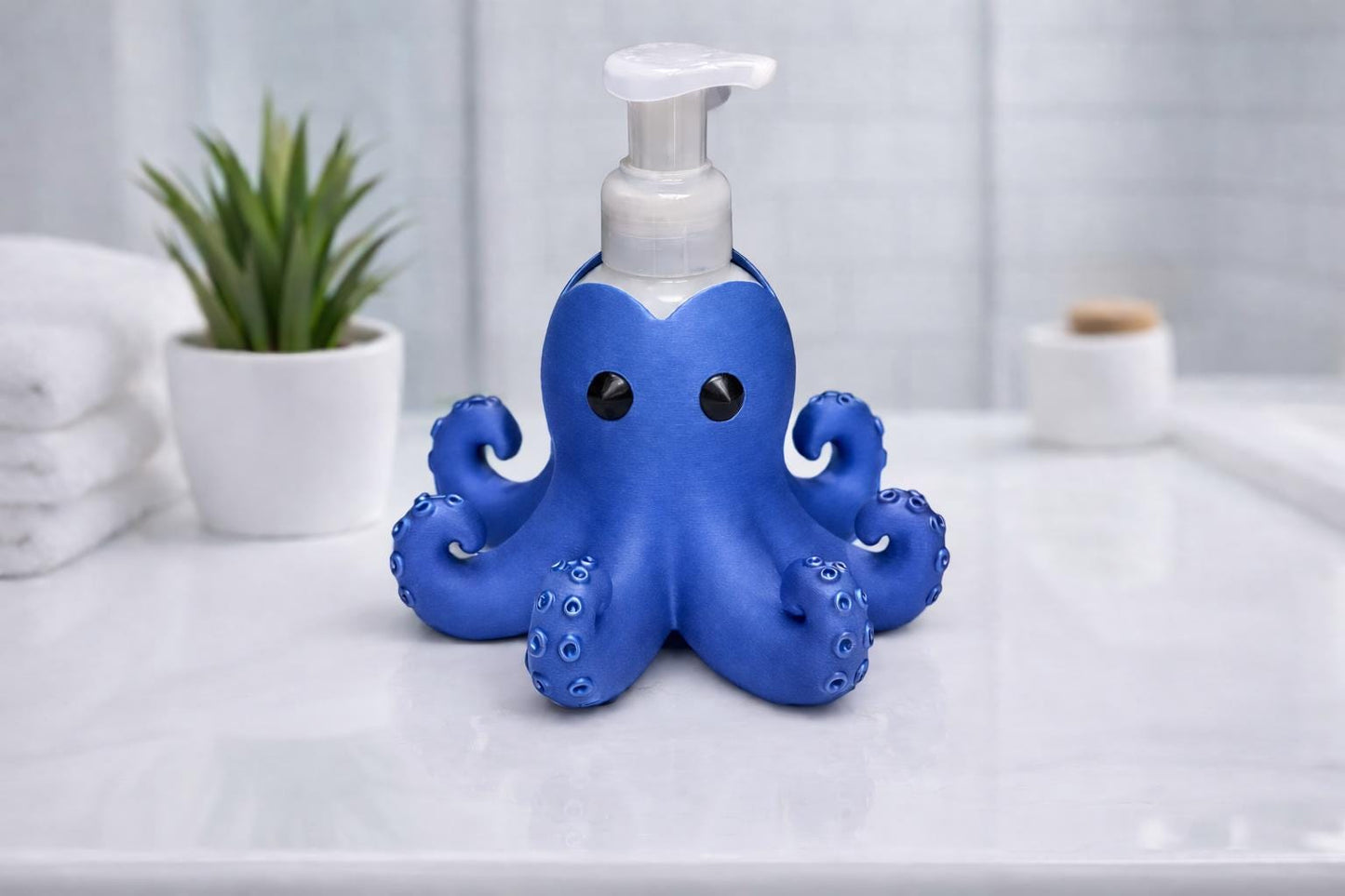 Octopus Foaming Soap Holder | 3D Printed Ocean Bathroom Decor, Nautical Accessory