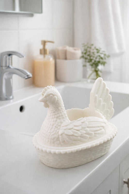 Vintage Hen on Nest Soap Holder - Fits Standard Foaming Soap Bottles
