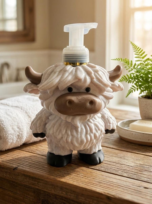 Highland Cow Foaming Soap Holder - Fits Standard Foaming Soap Bottles