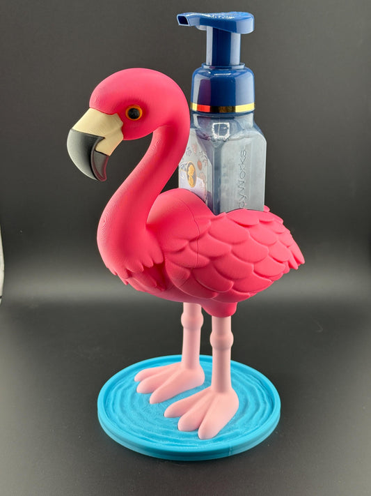 Pink Flamingo Soap Holder - Fits Standard Foaming Soap Bottles