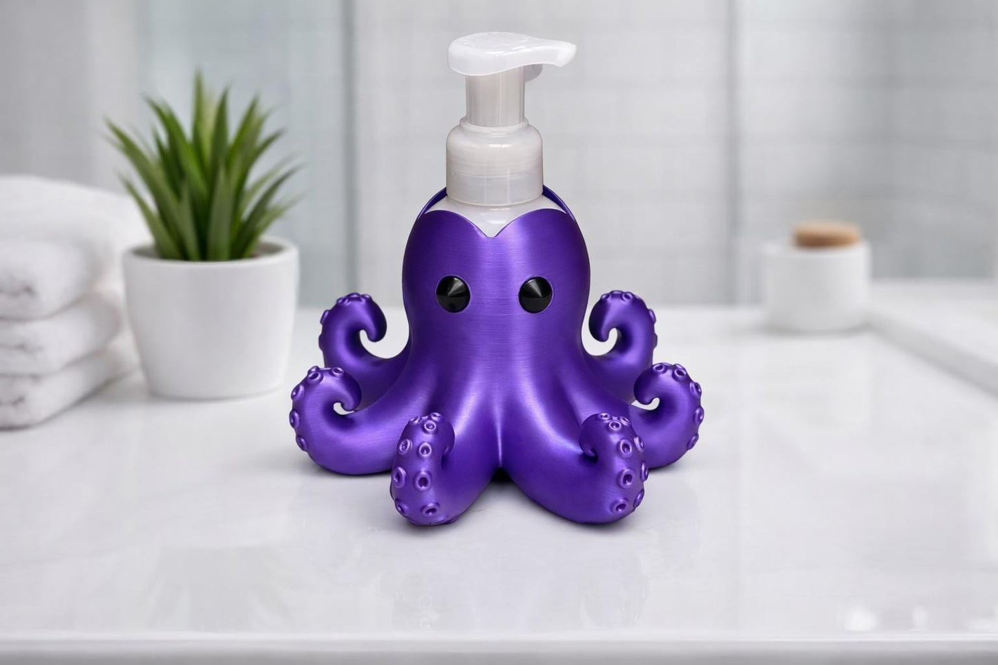 Octopus Foaming Soap Holder | 3D Printed Ocean Bathroom Decor, Nautical Accessory