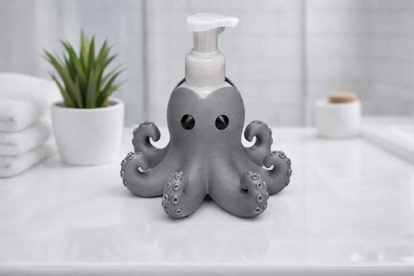 Octopus Foaming Soap Holder | 3D Printed Ocean Bathroom Decor, Nautical Accessory