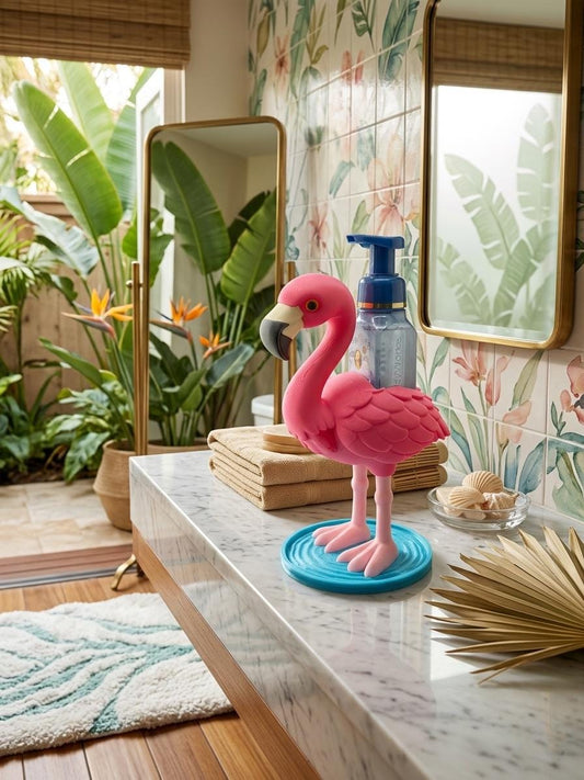 Pink Flamingo Soap Holder - Fits Standard Foaming Soap Bottles