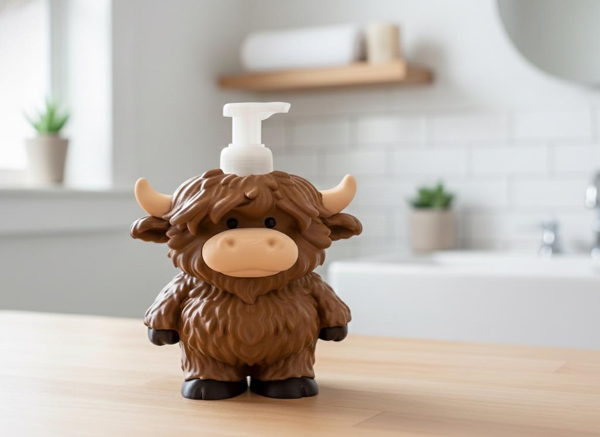 Highland Cow Foaming Soap Holder - Fits Standard Foaming Soap Bottles