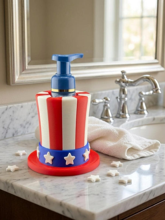 Patriotic Soap Holder - Fits Standard Foaming Soap Bottles